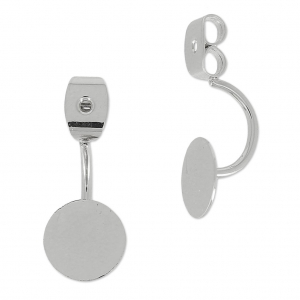 Elementi disco piatto 8 mm per orecchini doppi. Rodiato x2