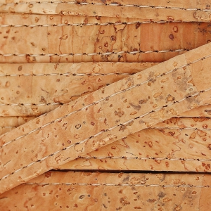 Laccetto in sughero doppio cucitura visibile 10 mm Naturel x 50cm