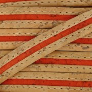 Laccetto in sughero bicolore cucitura visibile 10 mm Naturale/Orange x 50cm|raw }}