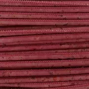 Cordone in sughero cucitura visibile 3 mm Bordeaux x 50cm