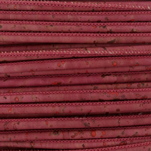 Cordone in sughero cucitura visibile 3 mm Bordeaux x 50cm