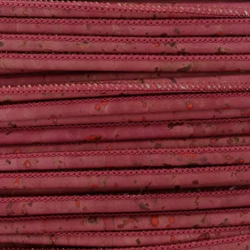 Cordone in sughero cucitura visibile 3 mm Bordeaux x 50cm