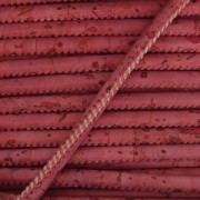 Cordone in sughero cucitura visibile 3 mm Lampone x 50cm