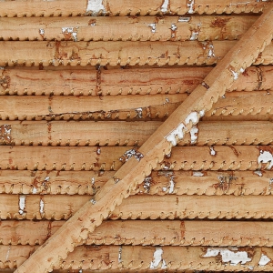 Cordone in sughero cucitura visibile metallizzato 3 mm Naturale/Argentato x 50cm