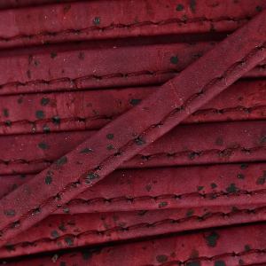 Laccetto in sughero ripiegato cucitura visibile 6 mm Bordeaux x 50cm