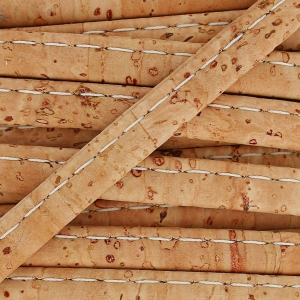 Laccetto in sughero ripiegato cucitura visibile 6 mm Naturale x 50cm