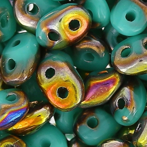 SuperDuo 2,5x5 mm Green Turquoise Sliperit x10g