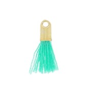 Pompon in lana 10-14 mm Green Turquoise/Dorato