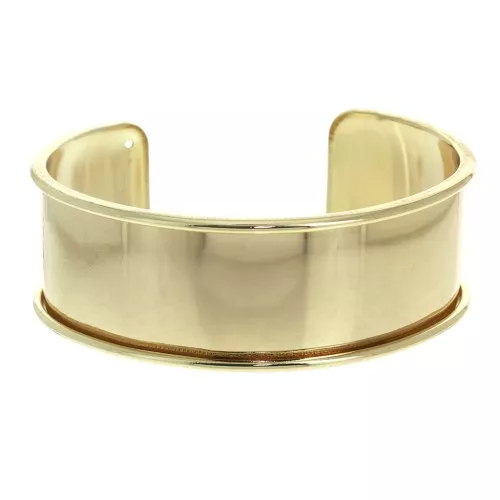 Base in ottone per bracciale Eco con bordo incurvato mm. 24.5 dorato x1