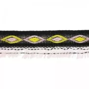 Galon franges motif losange 15 mm Noir/Light Rose x1m