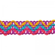 Galon tissé motif chevron 15 mm Viole/Bleu Canard x1m|raw }}