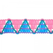 Gallone motivo a spina di pesce 12 mm Blu/Rose Fluo x1m