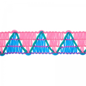 Gallone motivo a spina di pesce 12 mm Blu/Rose Fluo x1m