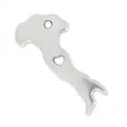 Ciondolo paese Italia 28x13 mm Placcatura argento antico x1