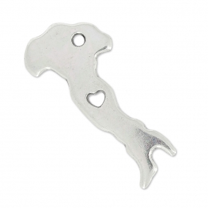 Ciondolo paese Italia 28x13 mm Placcatura argento antico x1
