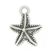 Ciondolo stella di mare 15x12 mm Placcatura argento antico x1