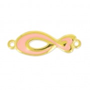 Separatore pesce smaltato 2 anelli mm.29 Light Coral/dorato x1|raw }}