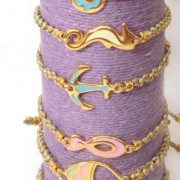 Separatore ancora smaltata 2 anelli mm.23  Light Coral/dorato x1