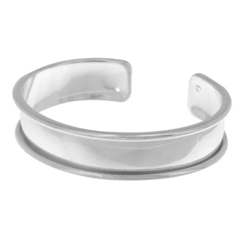 Base in ottone per bracciale Eco con bordo incurvato mm. 15 argentato x1