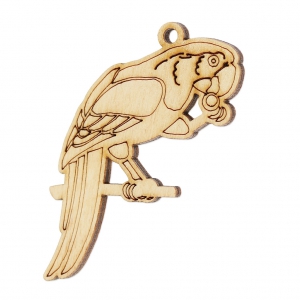 Pendente pappagallo mm. 51x40 di legno Naturale x1