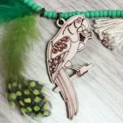 Pendente pappagallo mm. 51x40 di legno Naturale x1