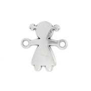 Separatore bambina 2 anelli mm.14x13 Placcatura argento antico x1