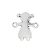 Separatore bambina 2 anelli mm.14x13 Placcatura argento antico x1