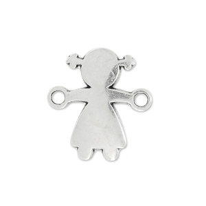 Separatore bambina 2 anelli mm.14x13 Placcatura argento antico x1