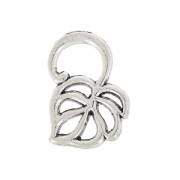 Ciondolo foglia di filodendro 17x12 mm argentato antico x1