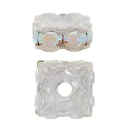Perla rondella Strass quadrata mm.  6 argentato/Crystal AB x1|raw }}