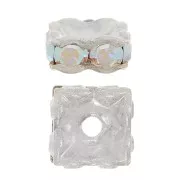 Perla rondella Strass quadrata mm.  6 argentato/Crystal AB x1