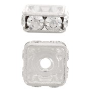 Perla rondella Strass quadrata mm. 6 argentato/Crystal  x1|raw }}