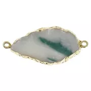 Intercalaire 2 anneaux imitation Aigue Marine 45x20 mm Teal/dorato