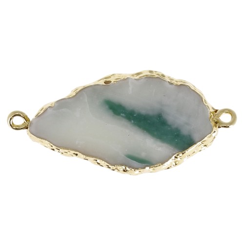 Intercalaire 2 anneaux imitation Aigue Marine 45x20 mm Teal/dorato