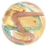 Tonda Murano mm. 12 foglia d'oro Avventurina/Teal x1
