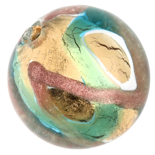 Tonda Murano mm. 12 foglia d'oro Avventurina/Teal x1