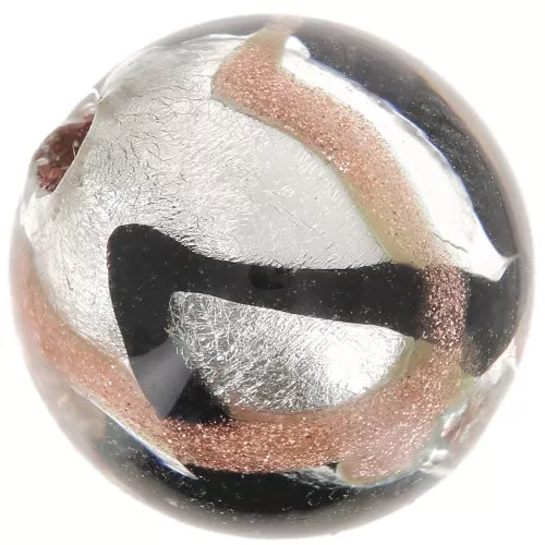 Tonda Murano mm. 12 Foglia d'argento Avventurina/Nero x1