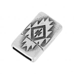 Chiusura magnetica etnica mm.22x13 per laccetto 10mm placcatura argento fino anticato x1