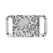 Separatore foglia di filodendro passante per laccetto 10mm placcatura argento fino anticato|raw }}