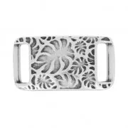 Separatore foglia di filodendro passante per laccetto 10mm placcatura argento fino anticato