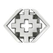Passante motivo croce geometrica 13x18 mm per laccetto 10mm placcatura argento fino anticato