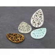 Separatore goccia 3 fori pailleté per orecchini 40 mm Mint x1