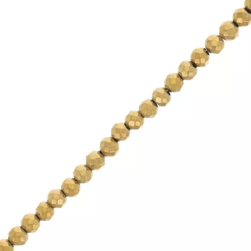 Mini-ematite sfaccettate mm. 2 Golden x cm.40