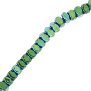 Mini-ematiti rondelle sfaccettate mm.3 Light Green Metallic x cm.40|raw }}