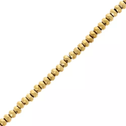 Mini-ematiti rotonde appiattite sfaccettate mm. 3.3 Antique Gold x cm.40