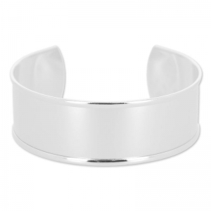 Base in ottone per bracciale con bordo incurvato mm.  23x145 argentato x1