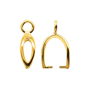 Attacco pendente vuoto 12 mm in Argento 925 dorato con oro fino x1