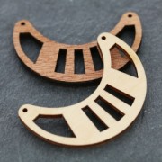 Separatore per collana mezza luna traforato mm.  50x31 di legno Naturel x1