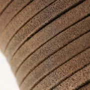 Laccetto doppio in cuoio effetto pelle scamosciata iridato 5 mm Marrone 50cm