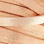 Laccetto cuoio effetto scamosciato metalizzato screpolato 10 mm Pink Gold x 50cm